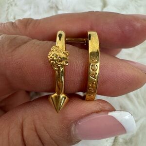 Versace Gold Medusa Double Band Ring Size 7 1/2